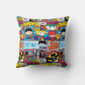 チビ（小さくかわいく書いた感じ）ジャスティスリーグ漫画ブックパターン クッション (裏面)