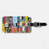 チビ（小さくかわいく書いた感じ）ジャスティスリーグ漫画ブックパターン ラゲッジタグ (正面横)