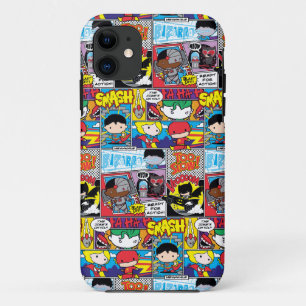 チビ(小さくかわいく書いた感じ)ジャスティスリーグ漫画ブックパターン iPhone 11 ケース