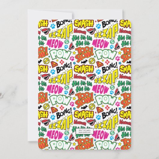 チビ(小さくかわいく書いた感じ)ジャスティスリーグ誕生日招待状 招待状 (裏面)