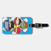 チビ(小さくかわいく書いた感じ)ジャスティス・リーグ・オブ・アメリカ爆発 ラゲッジタグ (正面横)