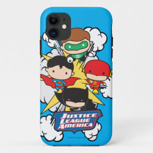 チビ(小さくかわいく書いた感じ)ジャスティス・リーグ・オブ・アメリカ爆発 iPhone 11 ケース