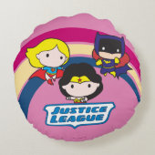 チビ(小さくかわいく書いた感じ)・ジャスティス・リーグ・レインボー ラウンドクッション (裏面)
