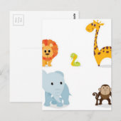 チビ（小さくかわいく書いた感じ）ジャングルアニマルズデザイン ポストカード (正面/裏面)