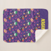 チビ（小さくかわいく書いた感じ）ジョーカーとハーレー模様 シェルパブランケット (正面(横))