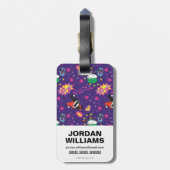 チビ(小さくかわいく書いた感じ)ジョーカーとハーレー模様 ラゲッジタグ (裏面縦)