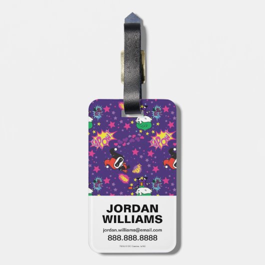 チビ(小さくかわいく書いた感じ)ジョーカーとハーレー模様 ラゲッジタグ (裏面縦)