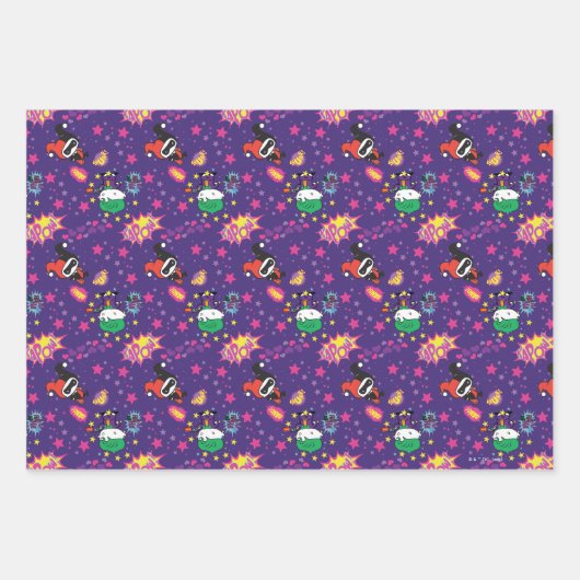 チビ(小さくかわいく書いた感じ)ジョーカーとハーレー模様 ラッピングペーパーシート (正面3)