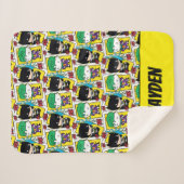 チビ(小さくかわいく書いた感じ)ジョーカーとバ遊ットマンのカードパターン シェルパブランケット (正面(横))