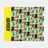 チビ(小さくかわいく書いた感じ)ジョーカーとバ遊ットマンのカードパターン フリースブランケット (正面(横))