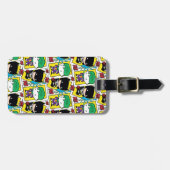 チビ（小さくかわいく書いた感じ）ジョーカーとバ遊ットマンのカードパターン ラゲッジタグ (正面横)