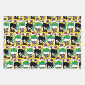 チビ(小さくかわいく書いた感じ)ジョーカーとバ遊ットマンのカードパターン ラッピングペーパーシート (正面3)