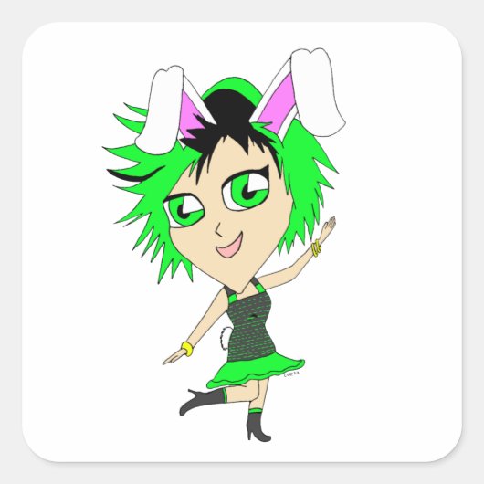 チビ(小さくかわいく書いた感じ) スクエアシール (正面)