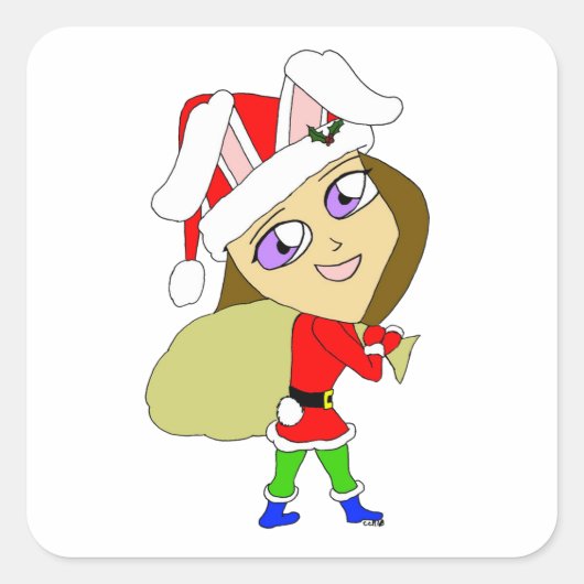 チビ（小さくかわいく書いた感じ） スクエアシール (正面)