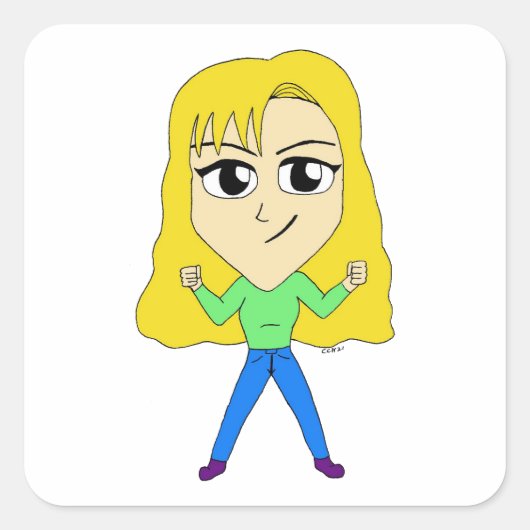 チビ(小さくかわいく書いた感じ) スクエアシール (正面)