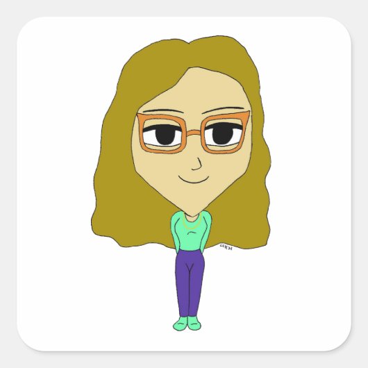 チビ（小さくかわいく書いた感じ） スクエアシール (正面)