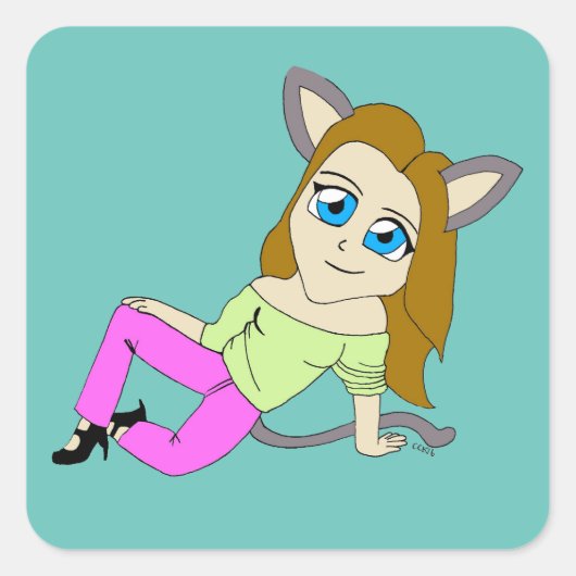 チビ(小さくかわいく書いた感じ) スクエアシール (正面)