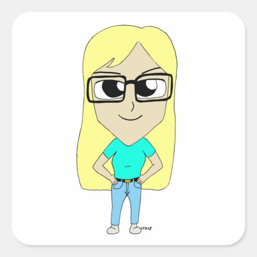 チビ（小さくかわいく書いた感じ） スクエアシール (正面)