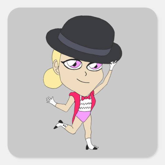 チビ(小さくかわいく書いた感じ)スクエアステッカー スクエアシール (正面)