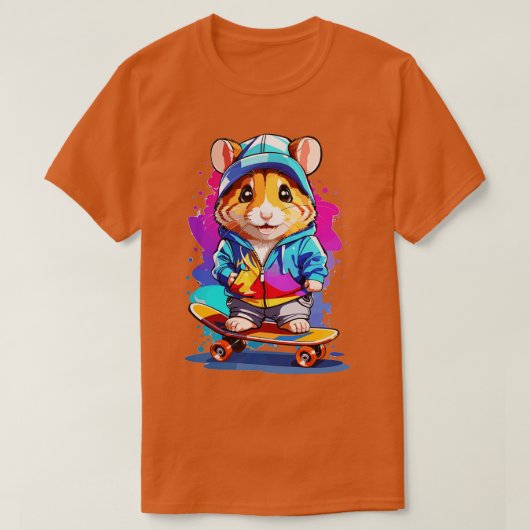 チビ(小さくかわいく書いた感じ)スタイルハムスター Tシャツ (デザイン正面)