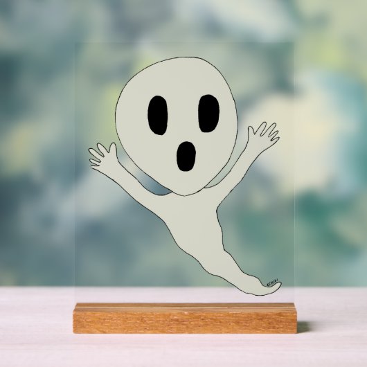 チビ（小さくかわいく書いた感じ）スタイル幽霊 アクリルサイン (ニュートラル)