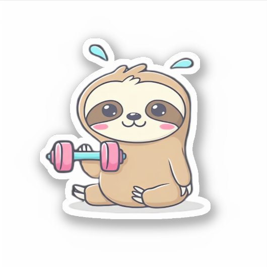 チビ(小さくかわいく書いた感じ)スロおもしろいストレーニングかわいいかわいいズジムカートゥーン シール (正面)