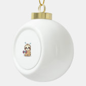 チビ(小さくかわいく書いた感じ)スロおもしろいストレーニングかわいいかわいいズジムカートゥーン セラミックボールオーナメント (右)