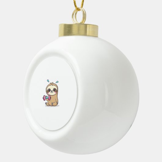 チビ(小さくかわいく書いた感じ)スロおもしろいストレーニングかわいいかわいいズジムカートゥーン セラミックボールオーナメント (右)