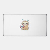 チビ（小さくかわいく書いた感じ）スロおもしろいストレーニングかわいいかわいいズジムカートゥーン デスクマット (正面)