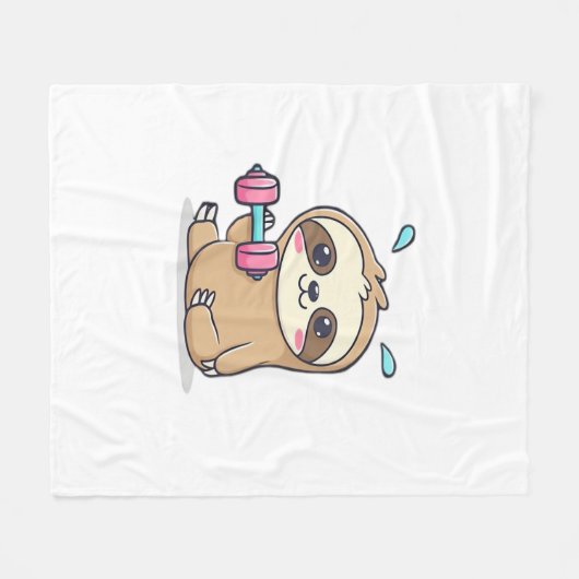 チビ（小さくかわいく書いた感じ）スロおもしろいストレーニングかわいいかわいいズジムカートゥーン フリースブランケット (正面(横))