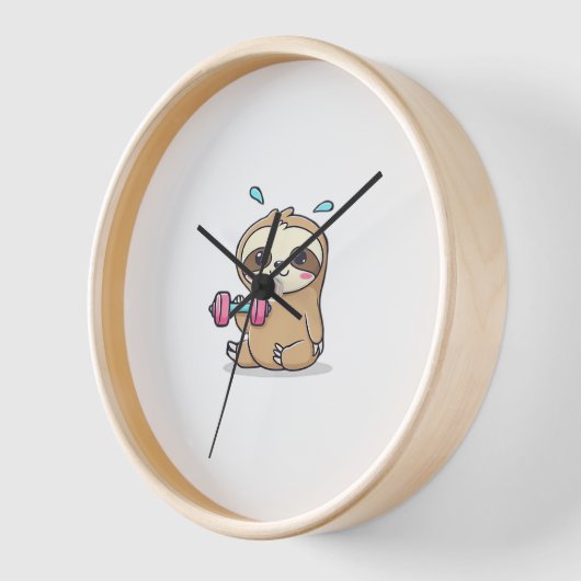 チビ（小さくかわいく書いた感じ）スロおもしろいストレーニングかわいいかわいいズジムカートゥーン 壁時計 (傾斜)