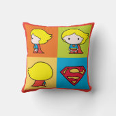 チビ(小さくかわいく書いた感じ)スーパーガールキャラクターターンアラウンド クッション (裏面)