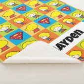 チビ(小さくかわいく書いた感じ)スーパーガールキャラクターターンアラウンド シェルパブランケット (3/4)