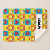 チビ(小さくかわいく書いた感じ)スーパーガールキャラクターターンアラウンド シェルパブランケット (正面(横))