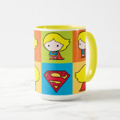 チビ（小さくかわいく書いた感じ）スーパーガールキャラクターターンアラウンド マグカップ (正面右)