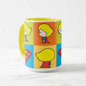 チビ（小さくかわいく書いた感じ）スーパーガールキャラクターターンアラウンド マグカップ (正面左)