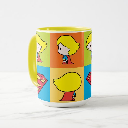 チビ（小さくかわいく書いた感じ）スーパーガールキャラクターターンアラウンド マグカップ (正面左)