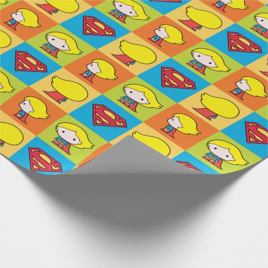 チビ（小さくかわいく書いた感じ）スーパーガールキャラクターターンアラウンド ラッピングペーパー (角)