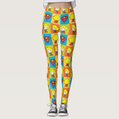 チビ(小さくかわいく書いた感じ)スーパーガールキャラクターターンアラウンド レギンス (正面)