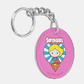 チビ（小さくかわいく書いた感じ）スーパーガールスターバストハートとロゴ キーホルダー (正面左)