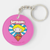 チビ（小さくかわいく書いた感じ）スーパーガールスターバストハートとロゴ キーホルダー (裏面)