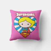 チビ（小さくかわいく書いた感じ）スーパーガールスターバストハートとロゴ クッション (裏面)