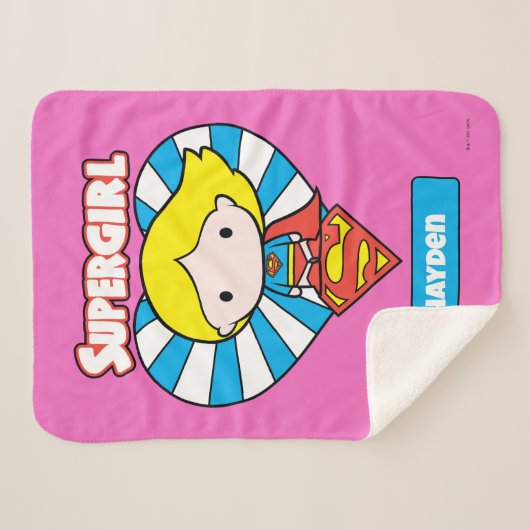 チビ（小さくかわいく書いた感じ）スーパーガールスターバストハートとロゴ シェルパブランケット (正面(横))