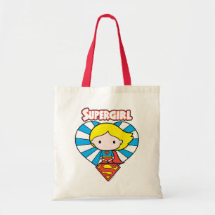 チビ（小さくかわいく書いた感じ）スーパーガールスターバストハートとロゴ トートバッグ