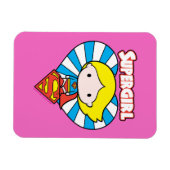 チビ（小さくかわいく書いた感じ）スーパーガールスターバストハートとロゴ マグネット (横)