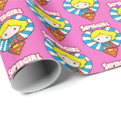 チビ（小さくかわいく書いた感じ）スーパーガールスターバストハートとロゴ ラッピングペーパー (ロールコーナー)