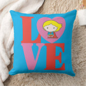 チビ(小さくかわいく書いた感じ)スーパーガールラブ クッション (ブランケット)