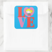 チビ(小さくかわいく書いた感じ)スーパーガールラブ スクエアシール (バッグ)