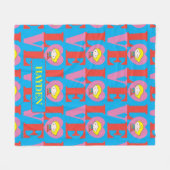 チビ(小さくかわいく書いた感じ)スーパーガールラブ フリースブランケット (正面(横))