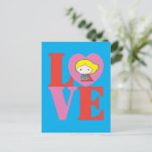 チビ（小さくかわいく書いた感じ）スーパーガールラブ ポストカード (スタンド正面)